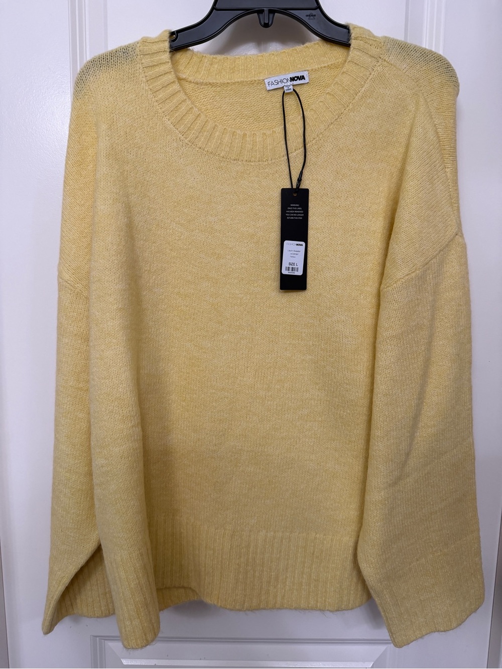 Fashion Nova Pale Yellow Crewneck Sweater